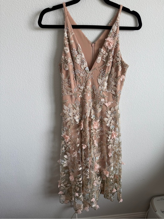 Dress the Population Dresses & Skirts - Dress the Population Blush Embroidered Floral Midi Dress
